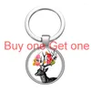 Keychains Animals Deer Elk Zebra Birds Panda Glass Cabochon Keychain Bag Car Key Rings Holder Silver Plated Chains Men Women Gifts