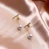 Dangle Earrings DIWENFU Hypoallergenic Women White Pearl Gemstone Jewelry 14K Yellow Gold Bizuteria Wedding Drop Earring Orecchini