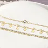 Pendanthalsband Multi-Layer Zircon Necklace Set for Women Trendy Crystal Party Star Tassel Jewelry Wedding Engagement Presents Gold Color