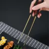 Servis uppsättningar 5 par pinnar rostfritt stål kinesiska guld set black metal chop pinnar som används för sushi