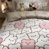 Bedding Sets Cute Bear Set Adult Children Duvet Quilt Cover Pillowcase No Filling Sheet Cartoon Polyester Bed Linen