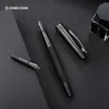Фонтанные ручки LT Hongdian 6013 Black Metal Pen Mens Mens Business Eff изогнутая nib вращающаяся крышка офис подарок 230807