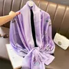 Halsdukar 2023 vårens sommarsolskyddsbandshandduk halsduk kvinnor 180 90 cm stor storlek silkeshalsskydd sjal kvinnlig hijab