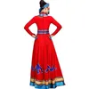 Palco vermelho Usar vestido longo Feminino Mongólia roupas de dança tradicional roupas de performance clássica Trajes de dança chinesa para cantores