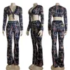 Sommar och höstkvinnor Designer New Fashion Wide Leg Casual Print Retro Set J2884