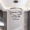 Lampes suspendues Lustre en forme de C Moderne Minimaliste Duplex Escalier Villa Creux Cercle LOFT Salon Chambre À Manger