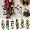 Decorative Flowers Supplies DIY Wedding Ornament Simulation Plants Lifelike Roses Wreath Wall Hanging Floral Artificial Rattan