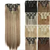 Synthetic Hair Extensions Clip In Hair 1B# 2/30# 613# 27# Color Brazilian Clips On 6 pieces/set 140g