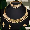 Kolczyki Zestaw Naszyjka Godki Fashion 4PCS Luksusowy geometryczny Dubai Gold Kolor Jewelry dla kobiet Cubic Zircon C African Brida Dhgarden DH5CP