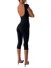 Damenhose, kurzärmlig, runder Ausschnitt, rückenfrei, Capri-Overall – schmal geschnittener Strampler für Yoga, Training und Radfahren