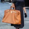 Sac en peau de vache personnalisé Hac 50 cm Style Handswen fait à la main de qualité supérieure sac à main Hac en cuir véritable fait à la main Handswen haute taille voyage Leat2FD7