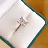 Fedi nuziali Moda elegante anello promessa colore argento taglio principessa zircone Cz fascia di fidanzamento per gioielli da donna