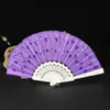 Chinese Style Products Vintage Chinese Style Folding Fan Embroidered Sequin Lace Silk Hand Held Fan Wedding Party Dance Fan Home Crafts Decoration