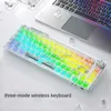 Teclado mecánico Transparente Bluetooth Inalámbrico Puerta de enlace de tres modos Juego de conexión en caliente personalizado Maquinaria de oficina Teclado HKD230808