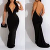 Lässige Kleider für Damen, sexy, ärmellos, tiefer V-Ausschnitt, einfarbig, lang, schmal geschnitten, formell, elegant, Partykleid, weiblich, Hochzeit, Abschlussball, Ballkleid