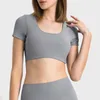 Camicie attive Yoga per le donne Fitness a costine Top Fashion Short Slim Sports Sleeve T-shirt da jogging femminile cool sexy crop