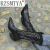 Buty Kobiety wysokie obcasy kliny długie buty jazdy zimowe kolano wysokie buty projektant Beige Heels Western Cowboy Boots A162 230807