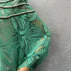 Plus Size Dresses Women's Robe Loose Fitting Green Long Skirt Careful Machine Embroiled Place Examination Commanding Dress