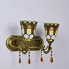 Wall Lamp European-Style Luxury Bedroom Bedside Colorful Glass Japanese-Style Retro Pastoral Home Decoration El Double-Headed