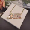 Подвесные ожерелья Luer Hip Hop Letter Name Название Crystal Double Clated Chokers Персонализированные фирменные украшения для подарков 230807