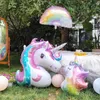 Stor regnbåge unicorn helium ballonger 40 tum nummer folie ballonger enhörning tema födelsedag flicka pojke fest dekoration baby dusch hkd230808