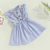 Robes de fille Ma Baby Gaun Anak Perempuan Balita 3-7y Gaun Bergaris Motif Floral Tanpa Lengan pour Anak Perempuan Musim Panas