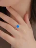 2023 Модное новое европейское и американское S925 Серебряное серебро высокое изящное кольцо, инкрустированное синим кольцом Aobao для женщин