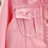 Vestes couleur unie rose enfants Denim vêtements d'extérieur 2023 printemps automne col rabattu simple boutonnage 1 6 ans filles Jean manteaux 230808