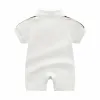 Nouveau-né bébés Designer tricot lettres été barboteuses créateur de mode col rabattu coton pyjamas bébé fille garçon enfants filles garçons vêtements