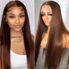 Synthetic Wigs 10" 32"Chocolate Brown Straight Human Hair Bundles with 4x4 Lace Closure Frontal Remy Brazilian Weave 230807