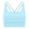 ملابس اليوغا Luluwomens Clothing Crop Gym Top Fitness Seamless Sports Bra Outdoor Sportwear Wortwear Word With Chest Pad Custom Logo