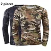 Herren-T-Shirts, 2-teilig, Frühlings-Herbst-Camouflage-T-Shirts, Männer-Oberteile, schnell trocknend, militärisches taktisches Langarm-Shirt, Armee-T-Shirts