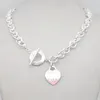 Chains S925 Sterling Silver Classic European And American Style Heart Drop Glue Pendant 0 Necklace Valentine's Day Luxury Jewelry Gift