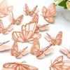 Stickers Muraux Double Couche Rose Creux Papillon 3D Simulation Décorative Papillons Festival De Mariage Décoration De La Maison 20 PCS 230808