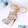 Pièces de chaussures Accessoires Cristal Talons hauts Chaussures Porte-clés Anneaux Pendentif Sac De Voiture Porte-clés Pour Femmes Fille Porte-clés Cadeau Drop Delivery