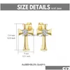 Stud Earrings Yfn Solid 14K Gold Cross For Women Yellow Religious Jewelry Birthday Gift Drop Delivery Dhgarden Dhfyd