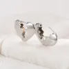 Hoop Earrings Minar Romantic 14K Real Gold Silver Plated Brass Metallic Hollow Out Broken Love Heart For Women Statement Jewelry