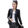 Women's Leather Faux Leather Moto Jacket 2018 New Women Slim Plus Size 5XL 6XL Black Leather Coat Ladies Spring Autumn Pink Biker Jakcets Casaco Feminino HKD230808