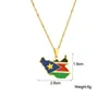 Pendant Necklaces SONYA Enamel Drop Oil South Sudan Map Flag Necklace For Women Stainless Steel Jewelry Ethnic Party Birthday Gift