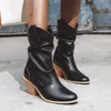 Femme Western 432 Cowboy Plaid Pu Pu Leather Shoes Automn Boots Femme Bottises Lady Plus taille 43 230807 A