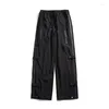 Pantalons pour hommes -Rubans pour jeunes Streetwear Baggy 2023 Hip Hop Joggers imperméables Modes coréennes Y2k Stacked