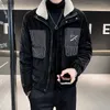 Marka Giyim Erkekler Kış Down Ceket Kalın Sıcak Deri Ceket Dış Mekan Sıcak Ceket Palto Sahte Kürk Yaka Parkas S-4XL L230520