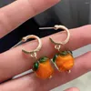 Boucles d'oreilles pendantes 1 paire goutte goujon doux cadeau Clip sur plaqué décontracté fête femmes filles Orange mignon kaki mode bijoux fruits