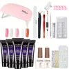 21st/20st Gel Extension Nail Kit 5 Färger Fake Nail Gel med LED UV Mini Mouse Lamp Machine Nail Polish Dryer för Women Girls, alla i ett Manicure -kit för Starter