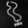 Pendant Necklaces Hip Hop Iced Out Rhinestones Cuban Link Chain Gold Silver Color Letter Money Necklace For Men Women Rapper Jewelry Gift