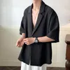 Trajes de hombre Chaqueta de manga corta de verano Hombres Sociedad de moda Chaqueta de vestir para hombre Traje casual suelto coreano Negro Blanco Delgado