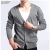 Erkek Sweaters Yunshucloset Yay Çok Renkli V yaka Düz Renkli Kazak Dış Giyim Erkek Kaşmir HARDIGAN 230807