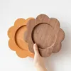 Plates Solid Wood Plate Flower Dessert Fruit Ins Wind Cute Creative Walnut And Cherry Friendly Serving Trays Tableware 20cm