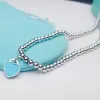 2024TiffanyismHigh End Armband Halsband Set Heart Shaped Bead Chain Fashion Designer Women Fashion Jewelry Original Gift 316L Rostfritt stål