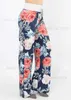 Kobiety kwiatowe spodnie swobodne luźne krawaty z szerokiej nogi w talii Długie spodnie Joggers T230808